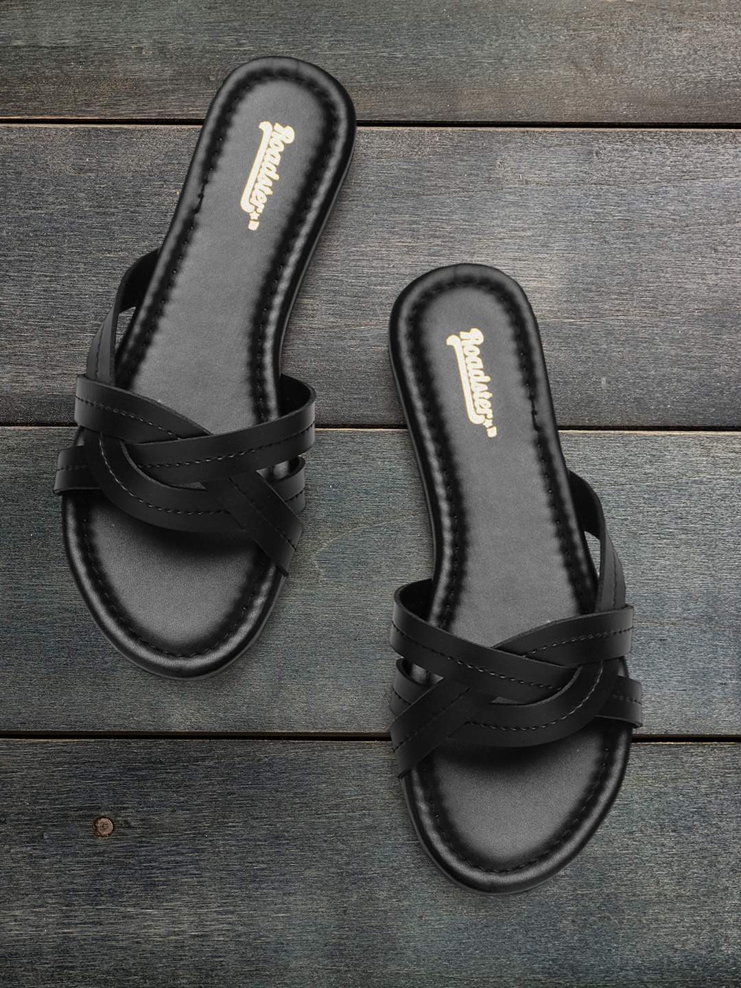 

Roadster Women Black Open Toe Flats