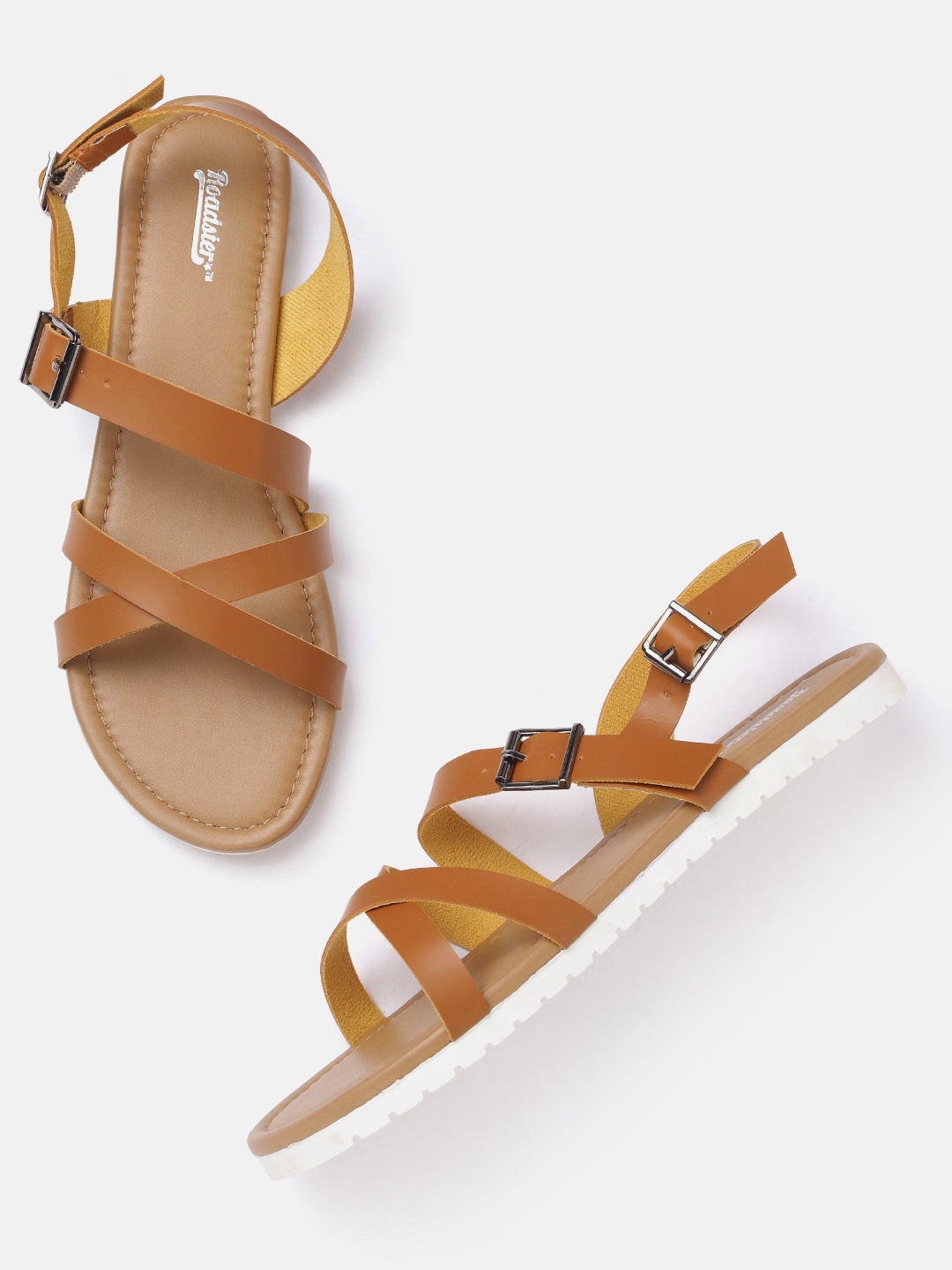 

Roadster Women Tan Brown Solid Strappy Open Toe Flats