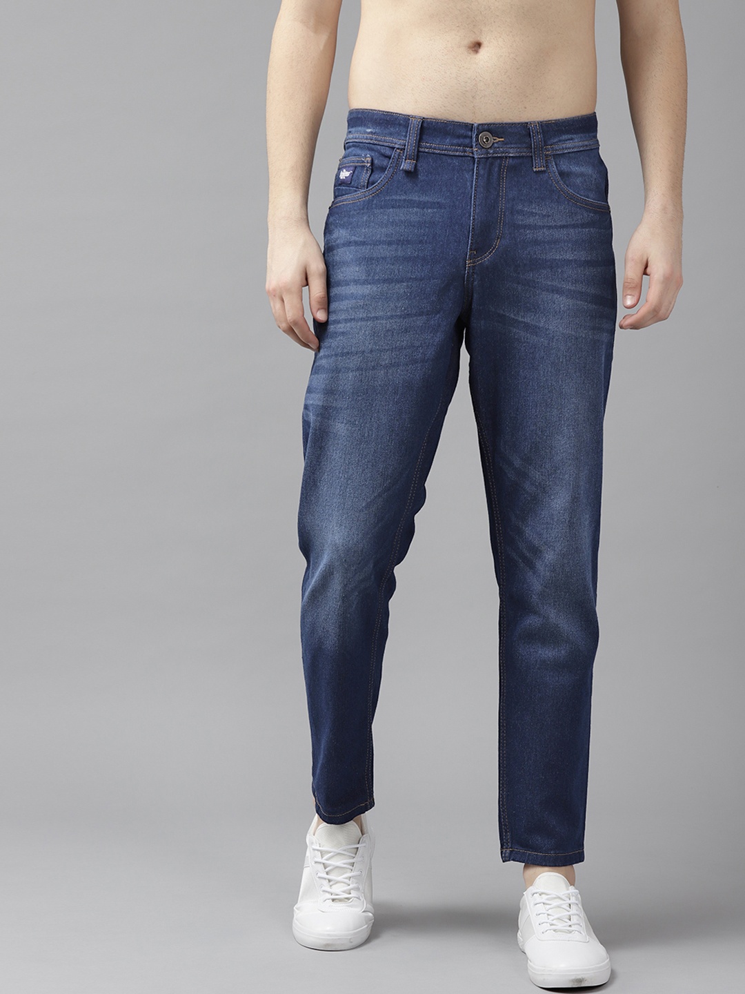 Roadster Men Navy Blue Carrot Fit Light Fade Stretchable Jeans