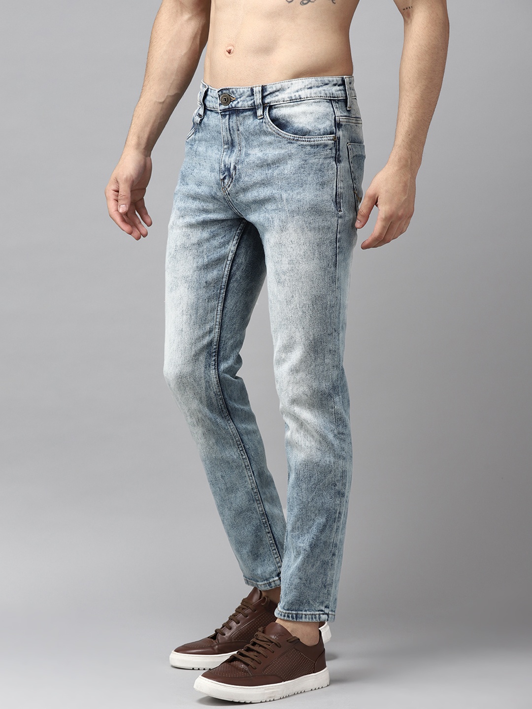 

Roadster Men Blue Slim Tapered Fit Heavy Fade Acid Wash Stretchable Jeans