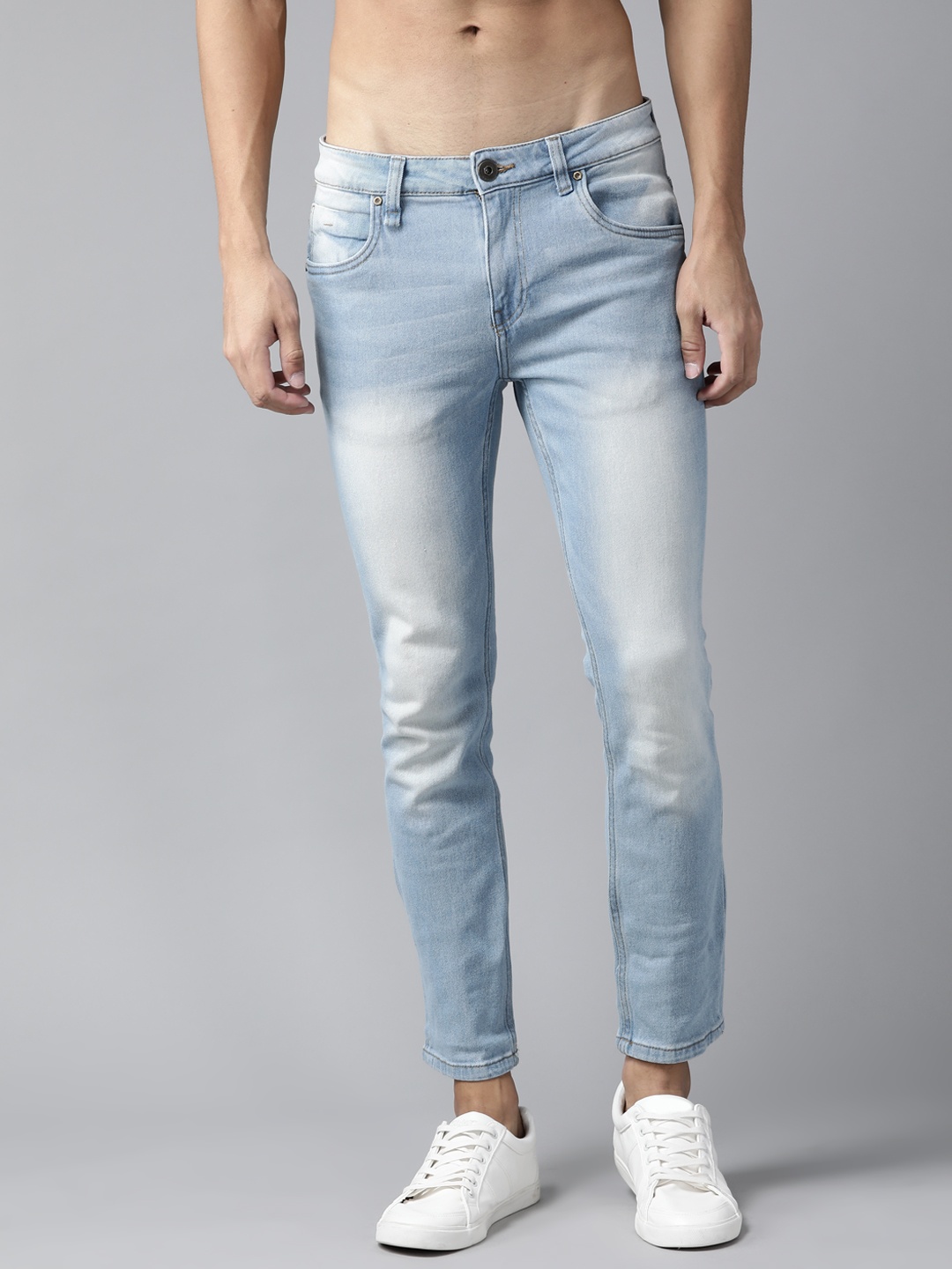 

Roadster Men Blue Skinny Fit Light Fade Stretchable Cropped Jeans