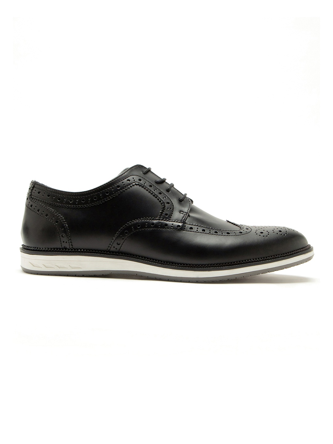 

RARE RABBIT Men Black Perforations Leather Brogues