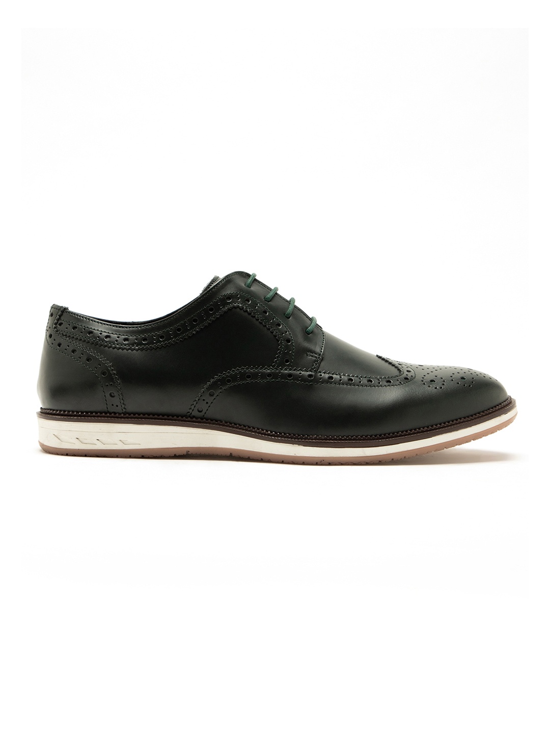 

RARE RABBIT Men Green Perforations Leather Brogues