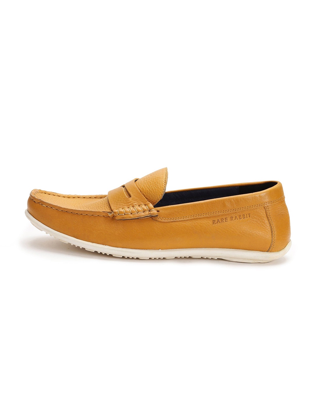 

RARE RABBIT Men Mustard Printed Leather Loafers