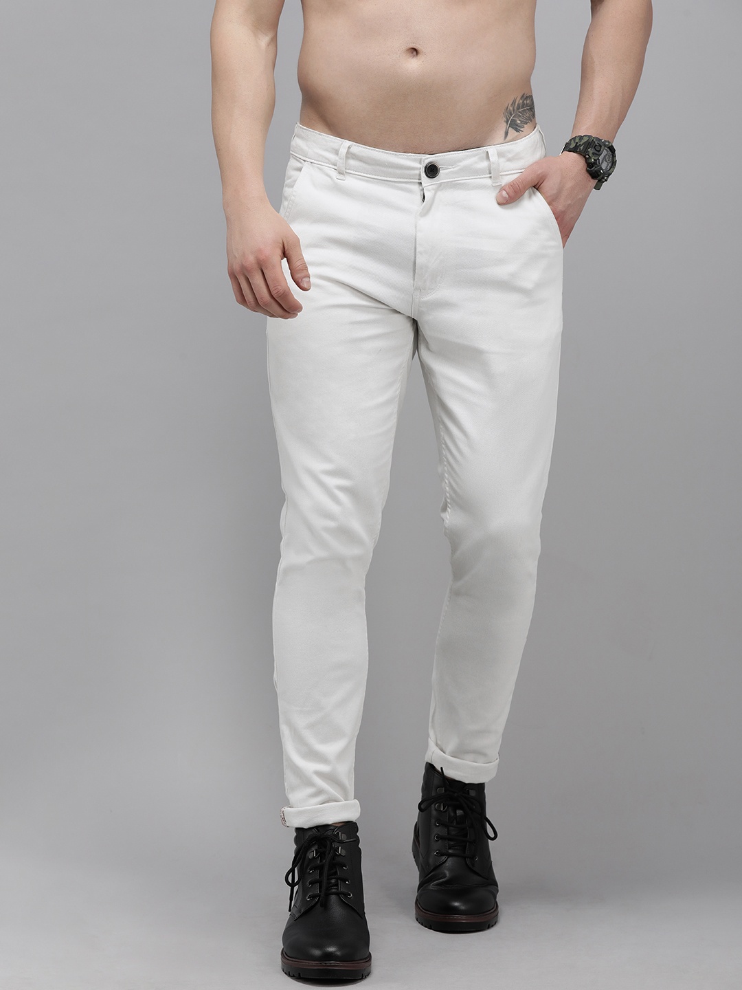 

Roadster Men White Slim Fit Chinos