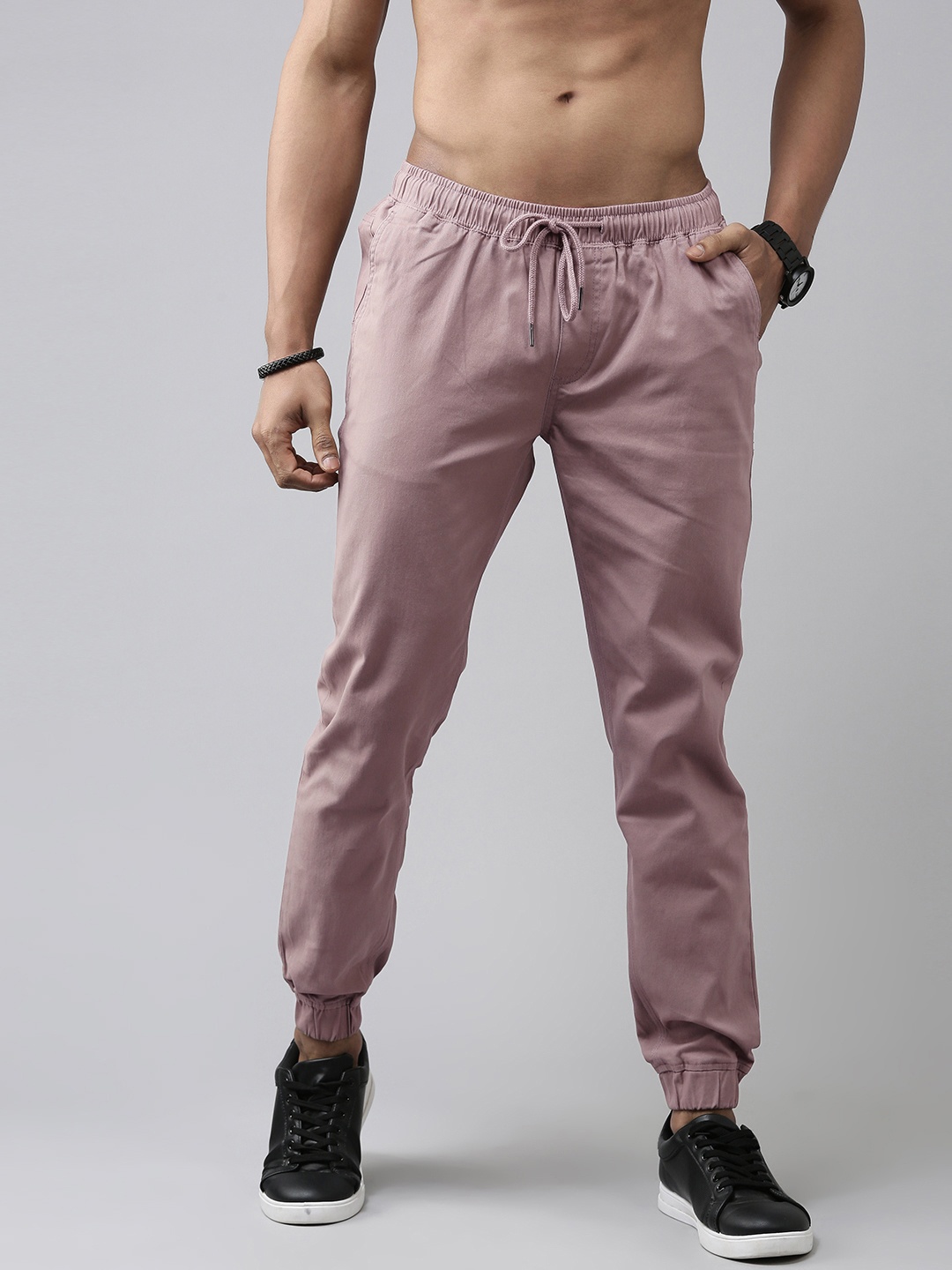 

The Roadster Life Co. Men Solid Jogger Trousers, Mauve