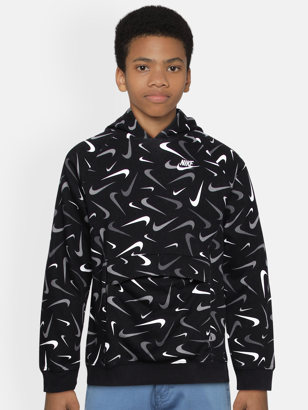 

Nike Boys Black Printed NSW Club Hooded Sweatshirt
