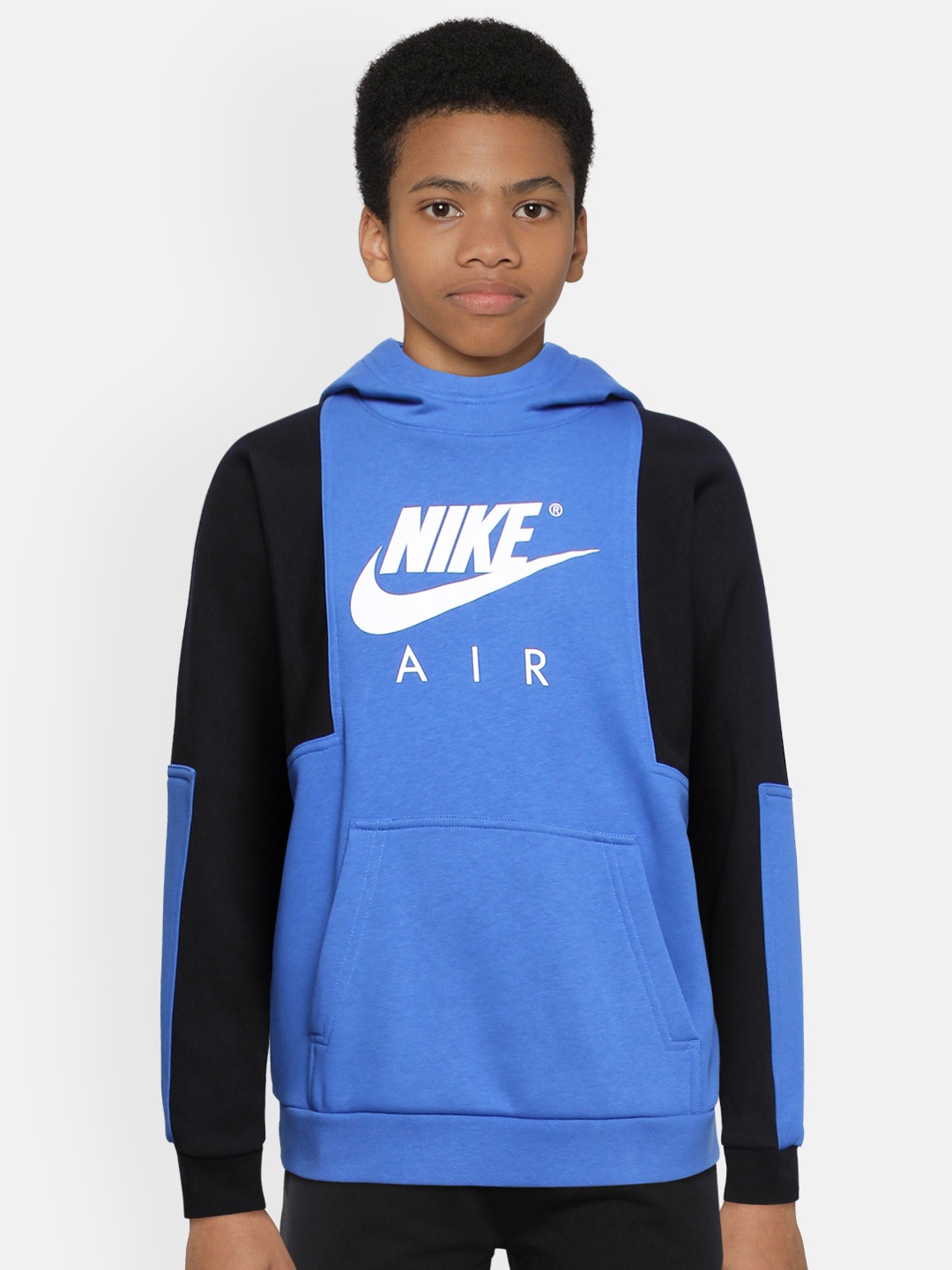 

Nike Boys Blue Printed AIR PO Hooded Sweatshirt