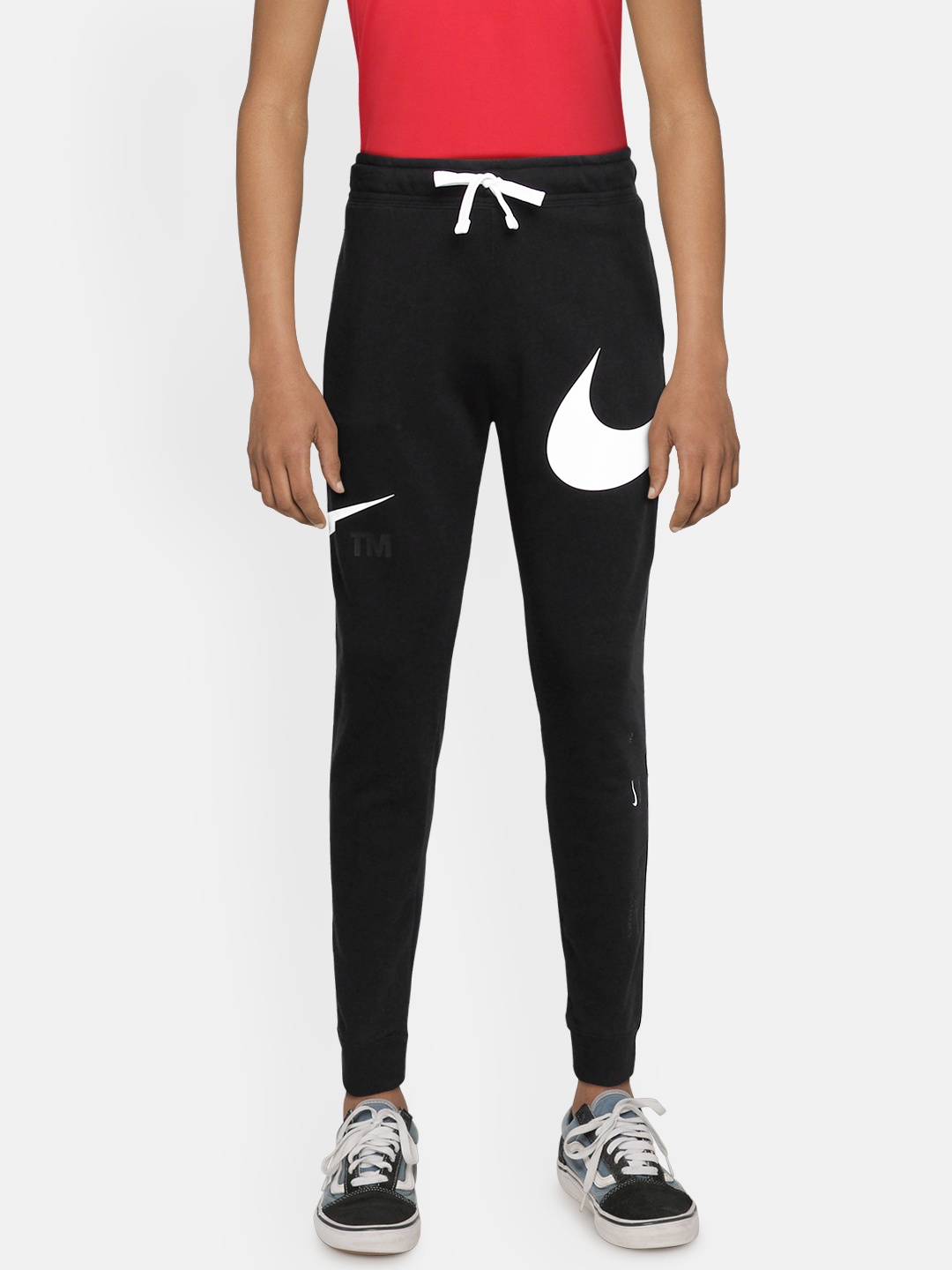 

Nike Boys Black NSW FLC SWOOSH Printed Joggers