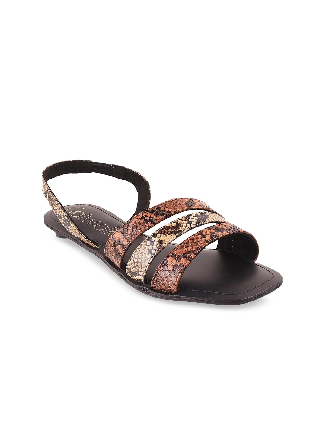 

Catwalk Women Black & Brown Snake Printed Open Toe Flats
