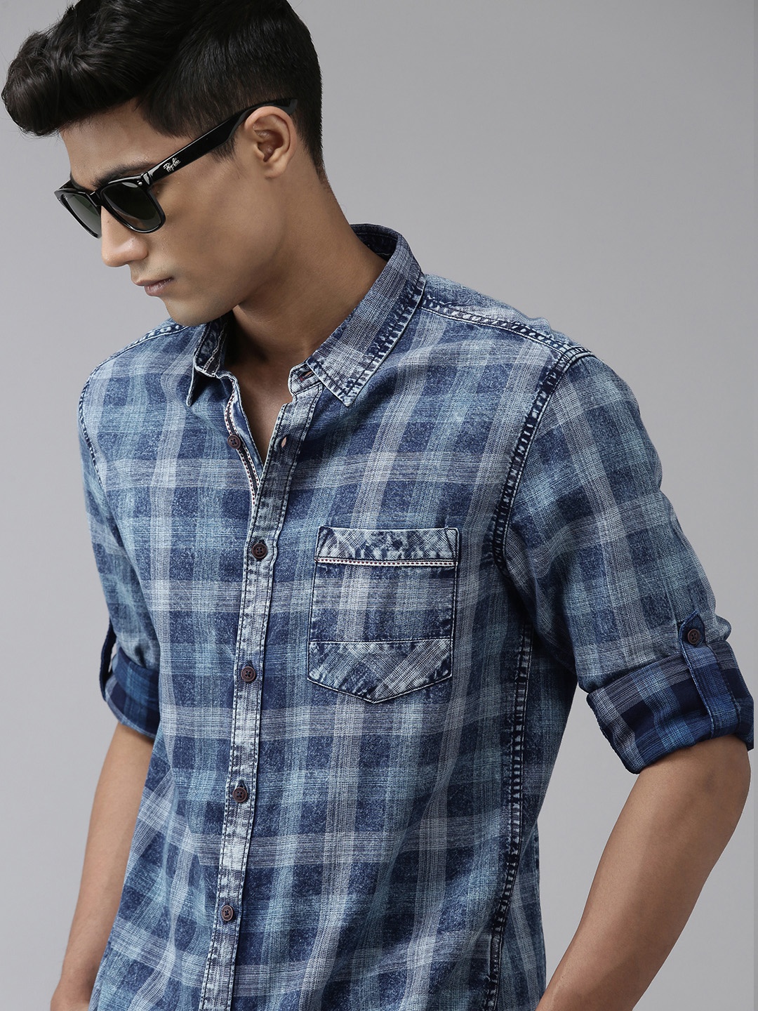 

Roadster Men Blue Opaque Casual Shirt