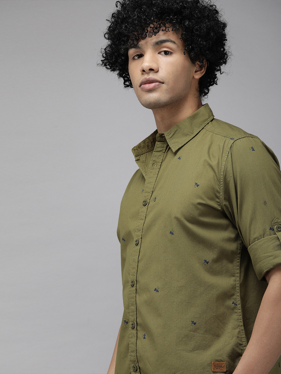 

Roadster Men Olive Green Printed Casual Shirt