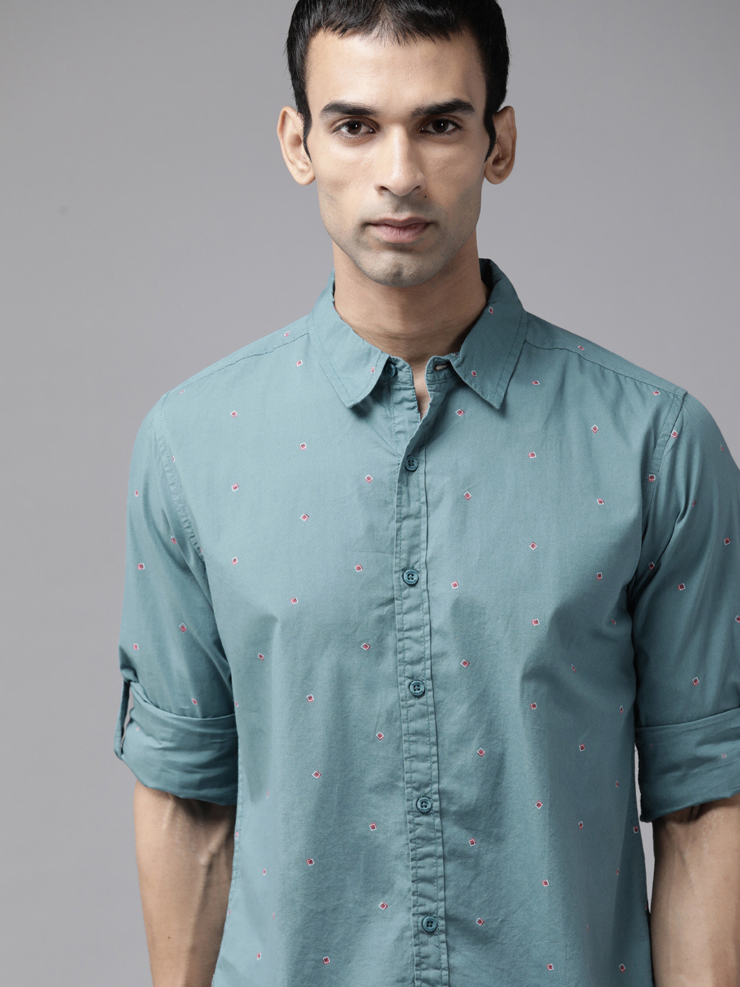 

Roadster Men Blue Pure Cotton Printed Casual Shirt