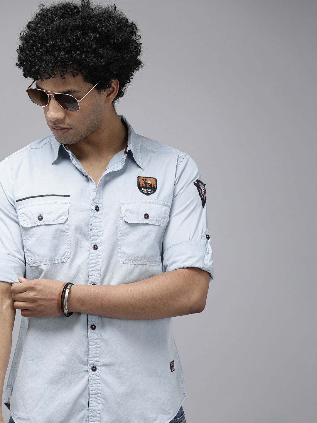 

Roadster Men Blue Solid Casual Shirt