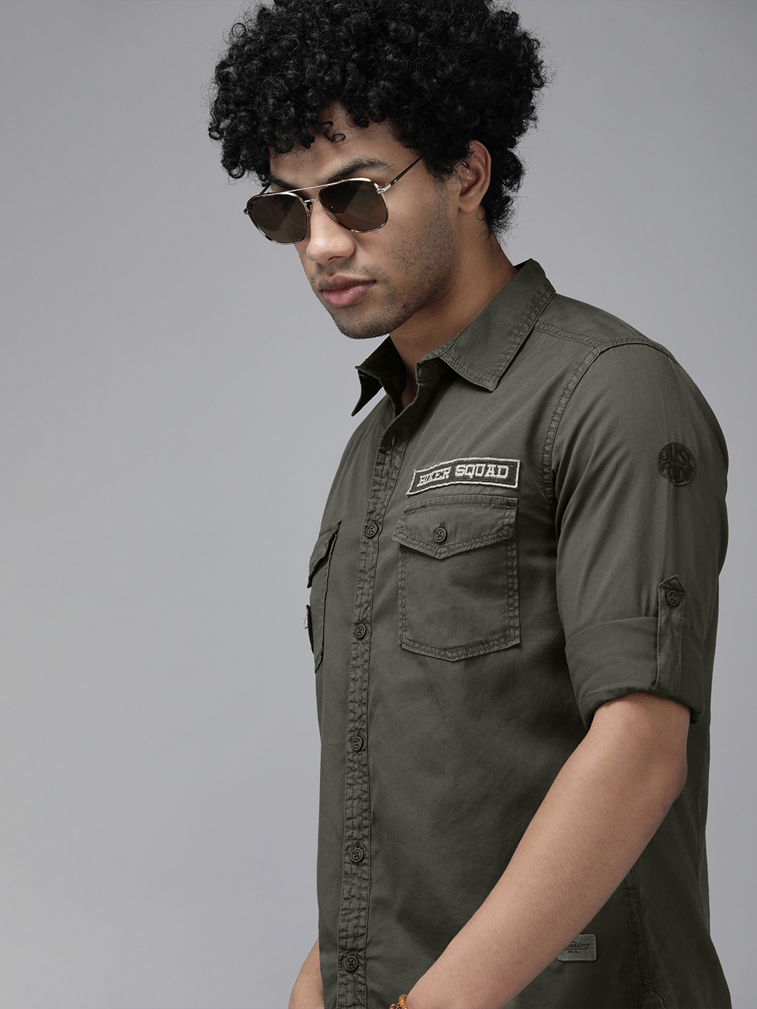 

Roadster Men Green Solid Casual Shirt
