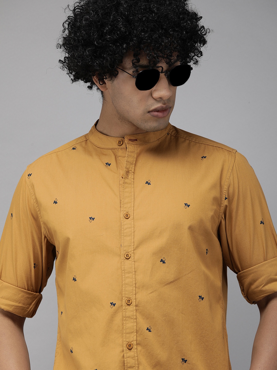 

Roadster Men Mustard Yellow Printed Casual Shirt
