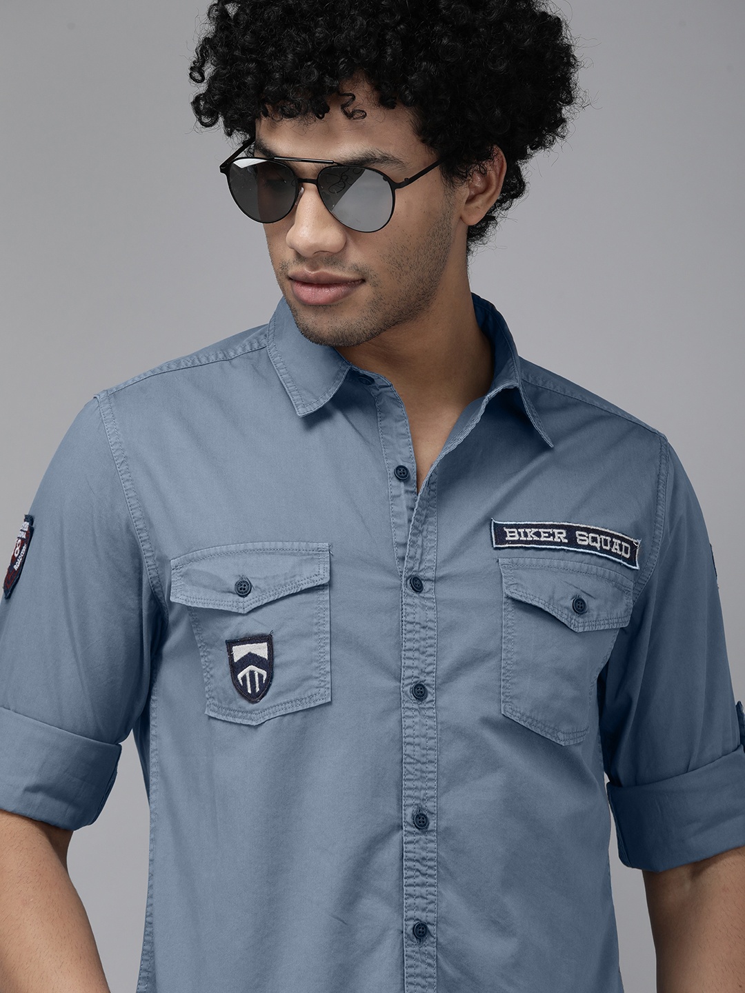 

Roadster Men Blue & Black Printed Casual Shirt