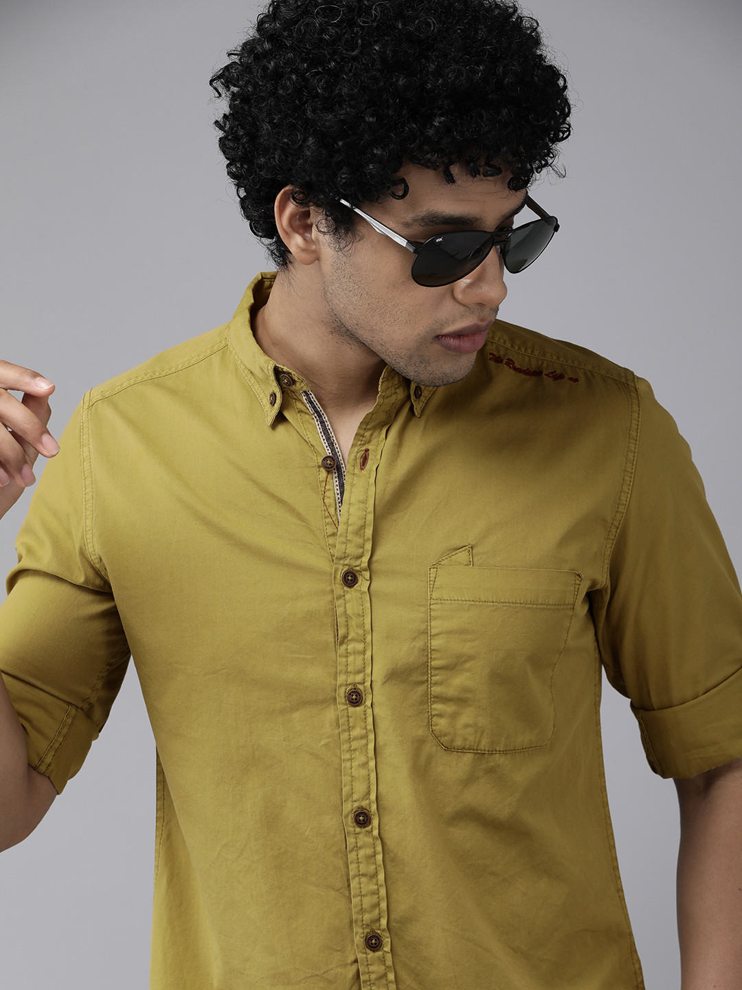 

Roadster Men Khaki Opaque Casual Shirt
