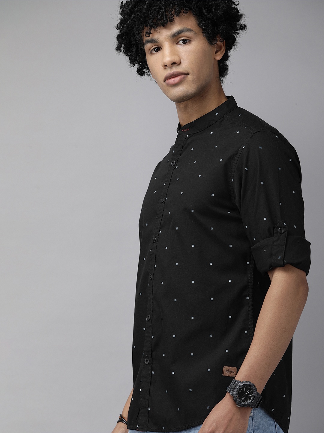 

Roadster Men Black Printed Casual Shirt