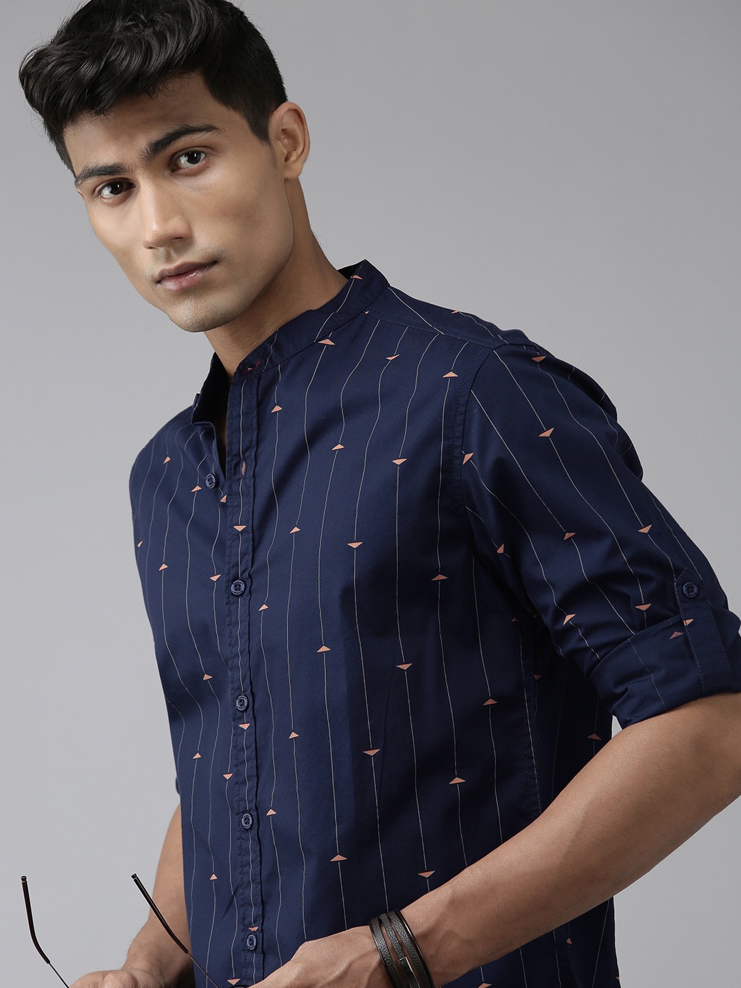 

Roadster Men Sea Green Opaque Printed Pure Cotton Casual Shirt