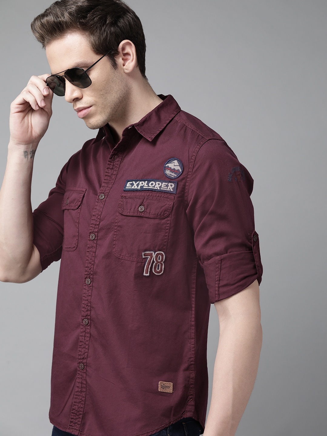 

Roadster Men Maroon Pure Cotton Opaque Casual Shirt