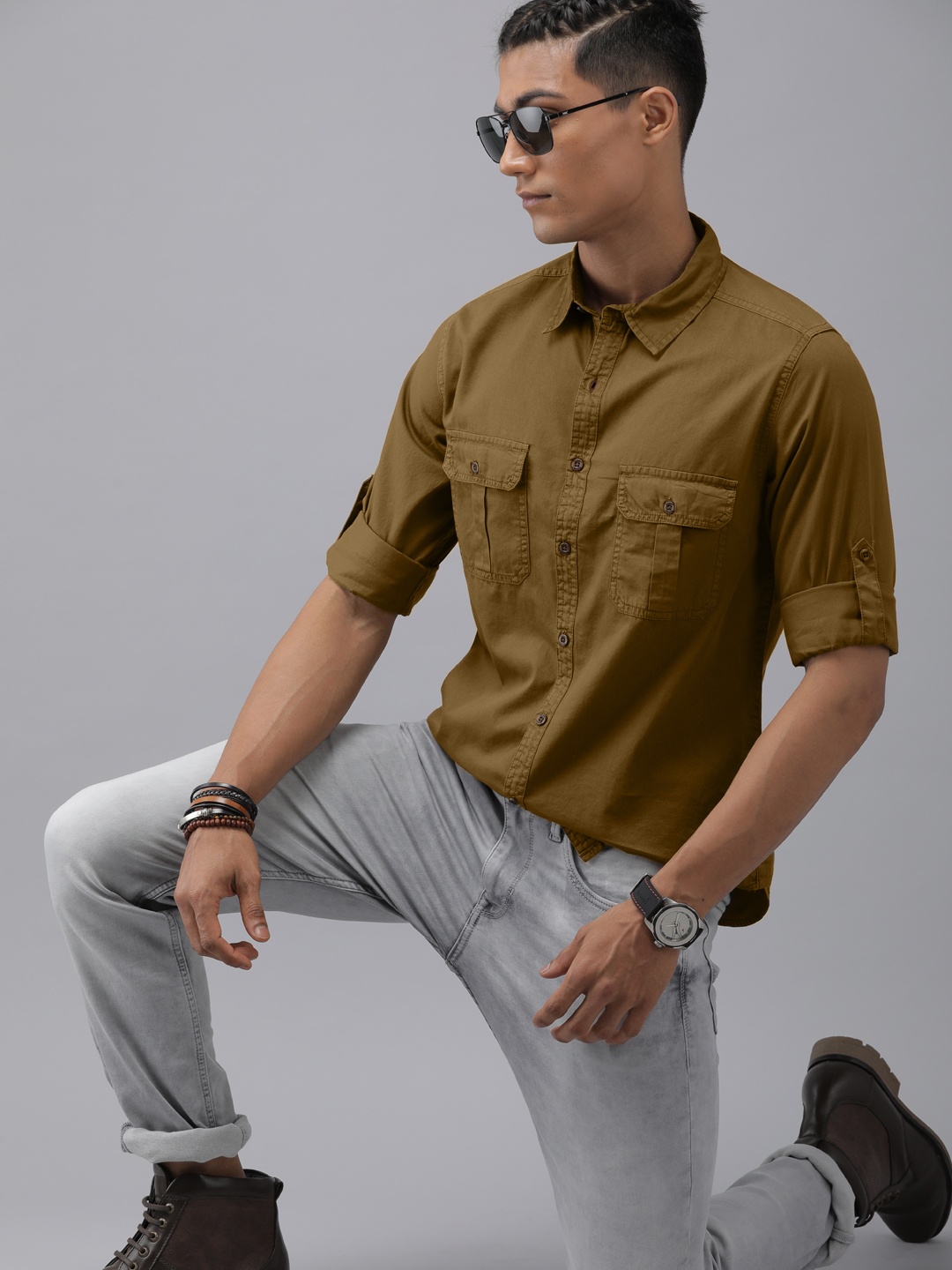 

Roadster Men Brown Opaque Casual Shirt