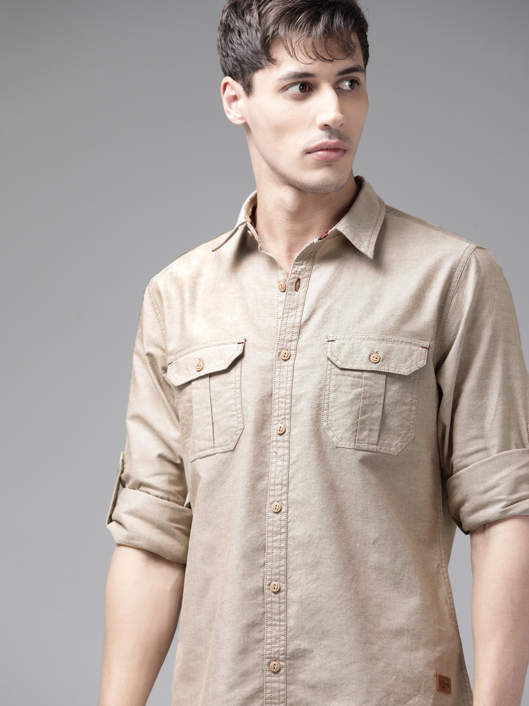 

Roadster Men Brown Pure Cotton Sustainable Casual Shirt