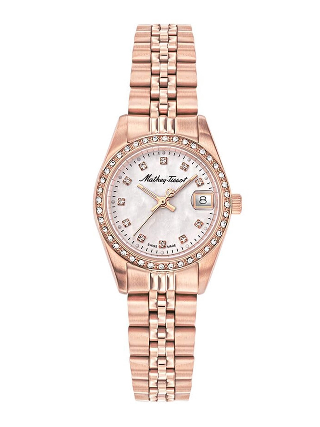 

Mathey-Tissot Women White Embellished Dial & Rose Gold Toned Stainless Steel Wrap Around Straps Analogue Watch