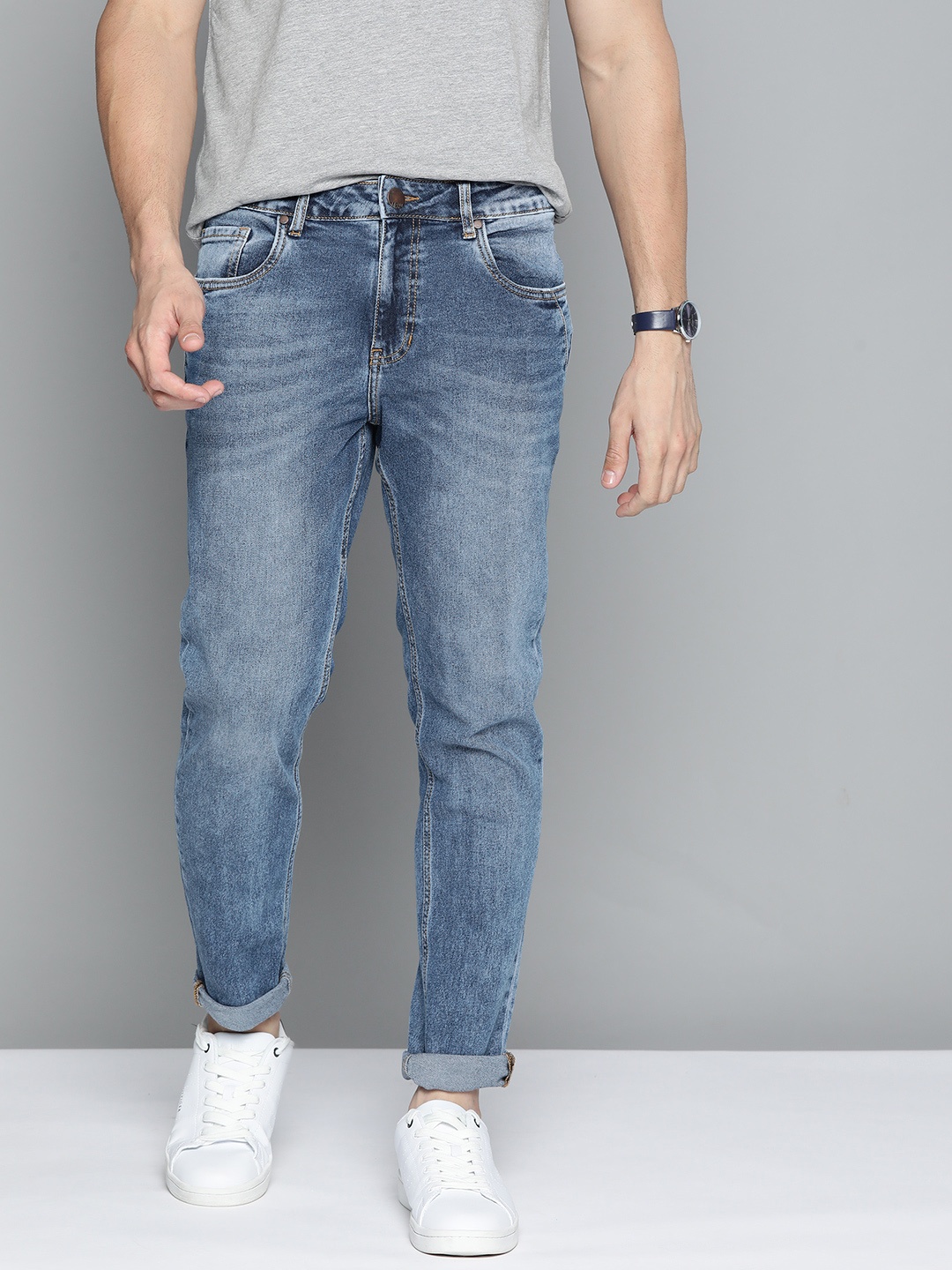 

Mast & Harbour Men Blue Slim Fit Light Fade Stretchable Jeans