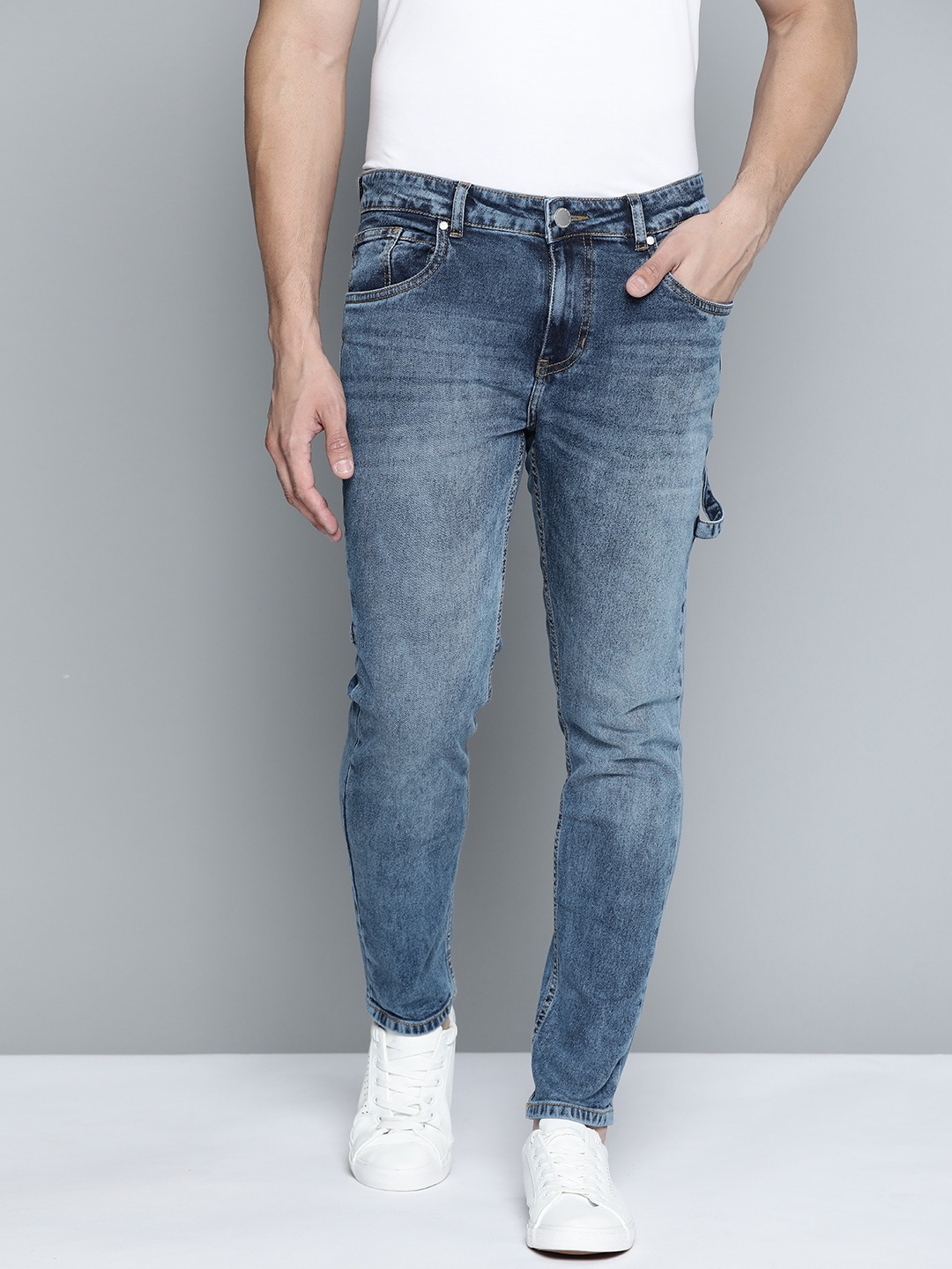 

Mast & Harbour Men Navy Blue Slim Tapered Fit Light Fade Stretchable Jeans