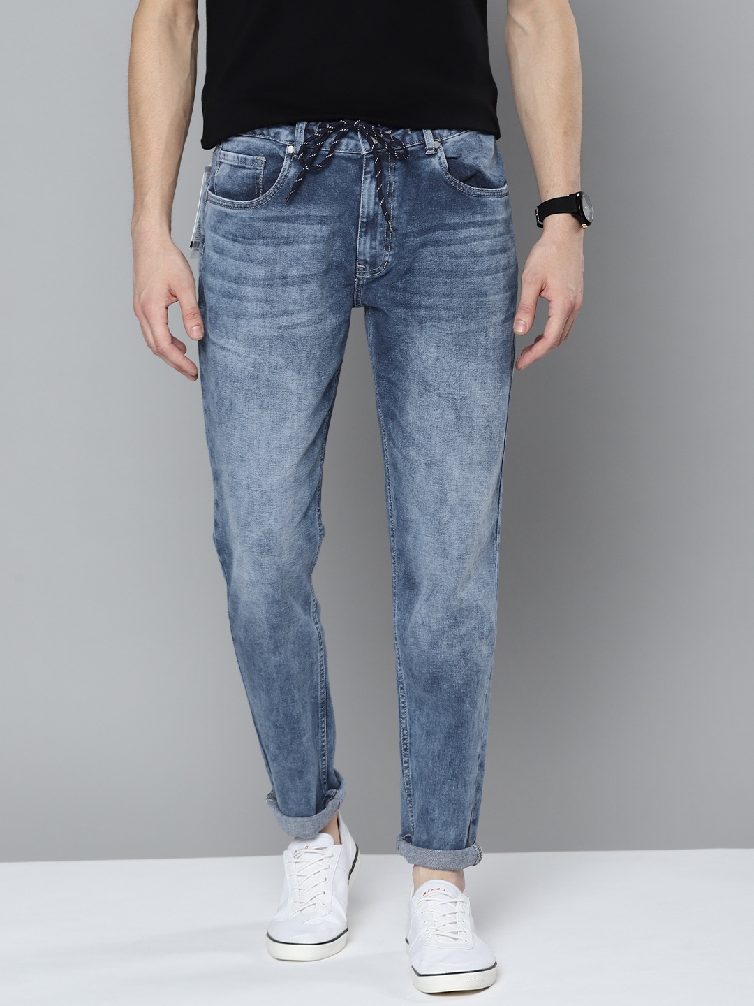 

Mast & Harbour Men Blue Slim Tapered Fit Heavy Fade Stretchable Jeans