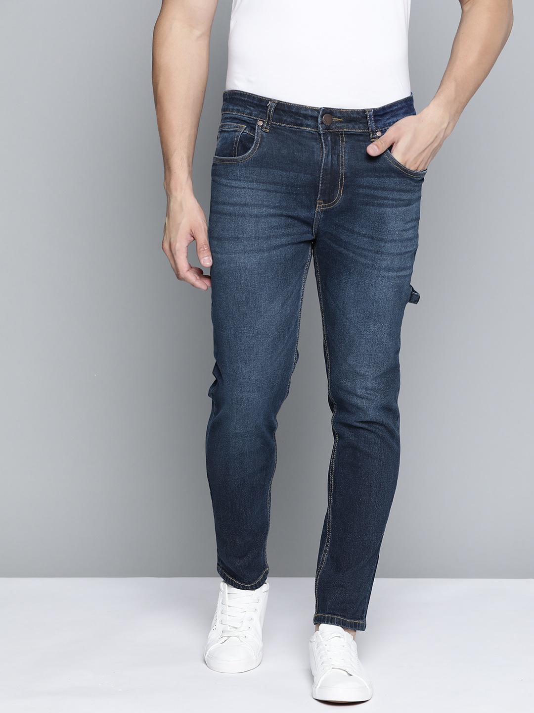 

Mast & Harbour Men Navy Blue Slim Tapered Fit Light Fade Stretchable Jeans