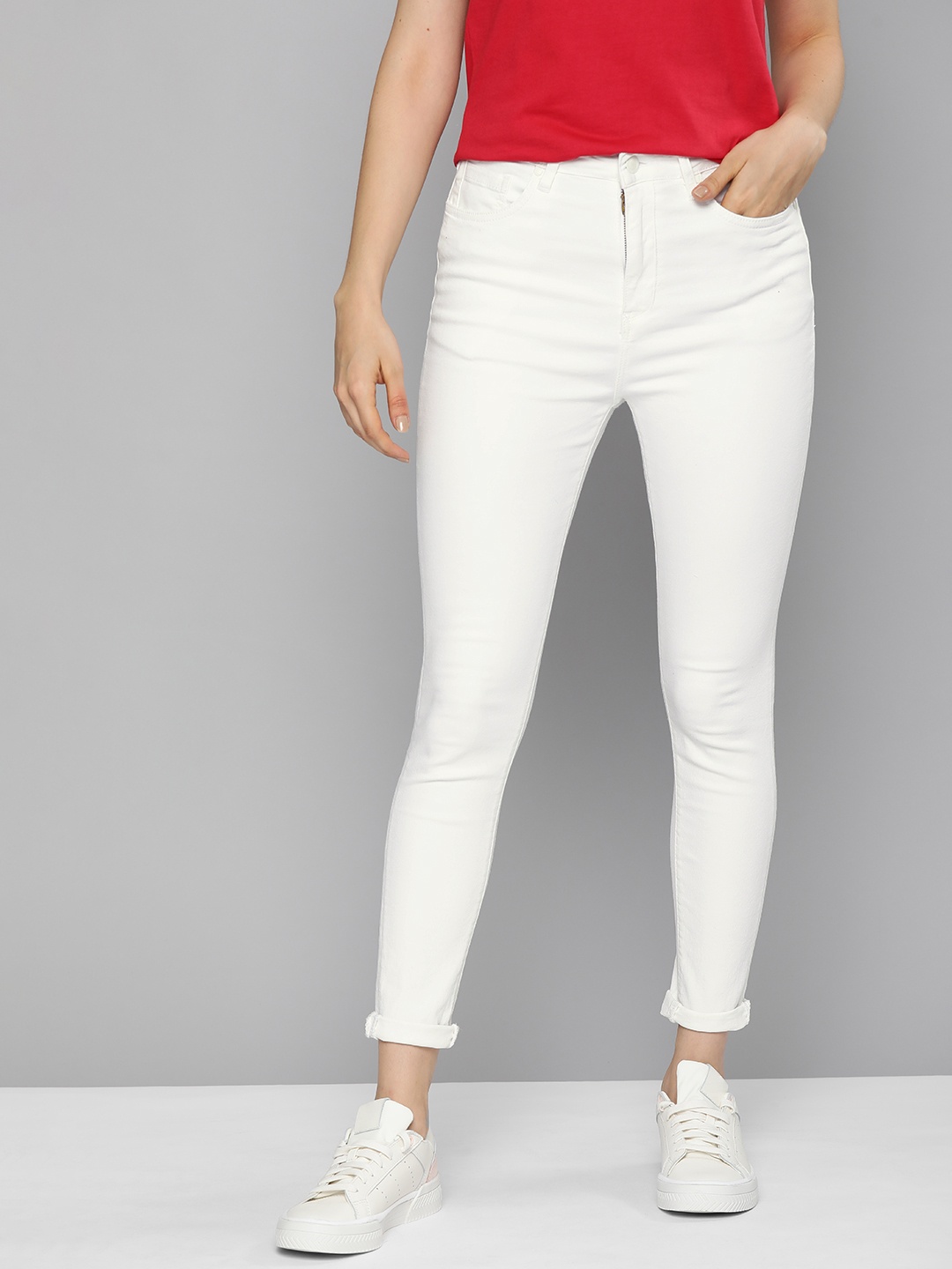 

Mast & Harbour Women White Skinny Fit High-Rise Stretchable Jeans