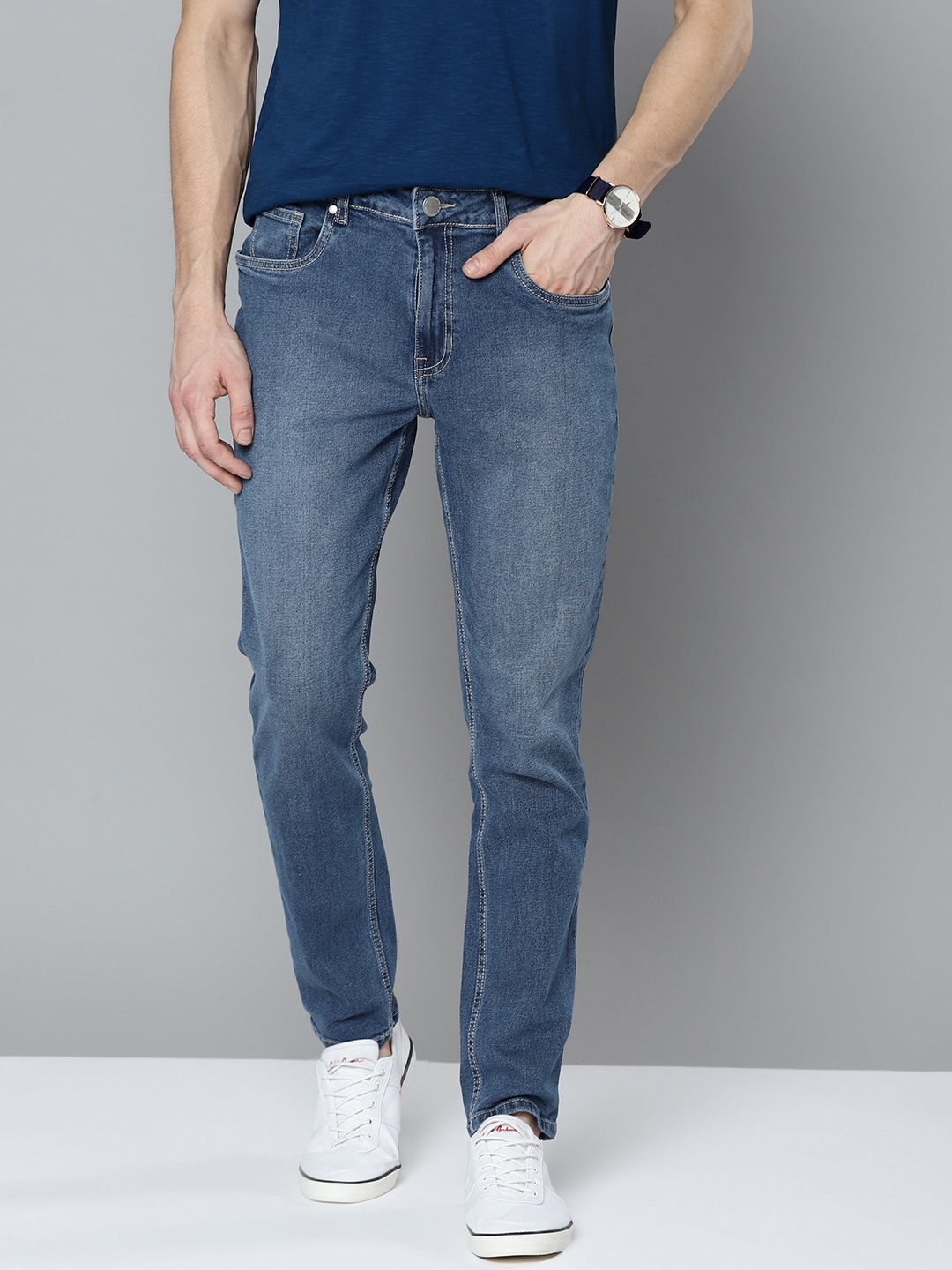 

Mast & Harbour Men Blue Slim Tapered Fit Light Fade Stretchable Jeans