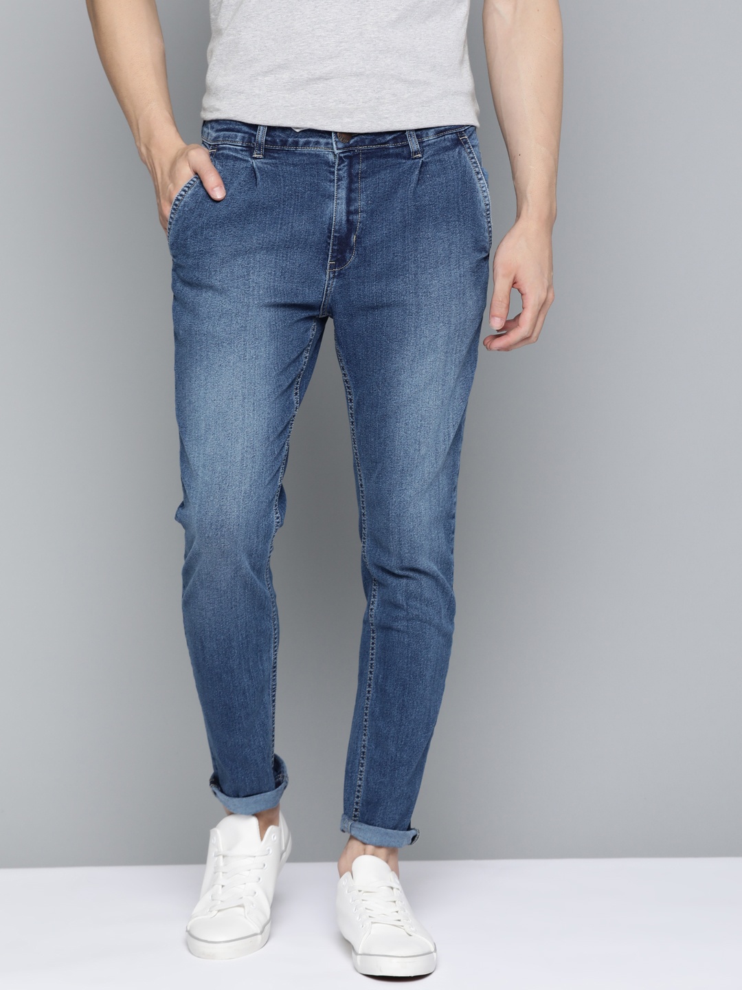 

Mast & Harbour Men Blue Slim Tapered Fit Light Fade Stretchable Jeans