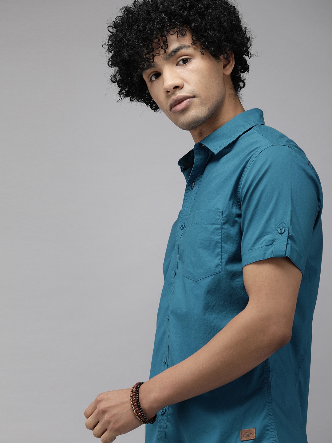 

Roadster Men Teal Blue Slim Fit Opaque Casual Shirt