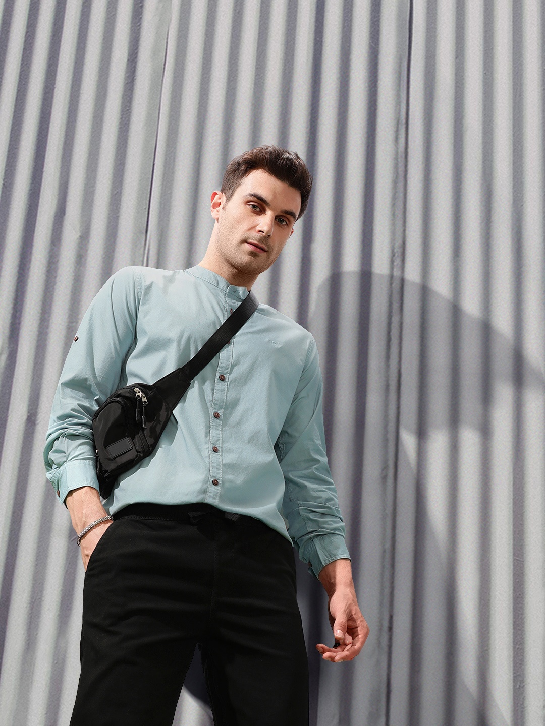 

Roadster Men Blue Opaque Casual Shirt