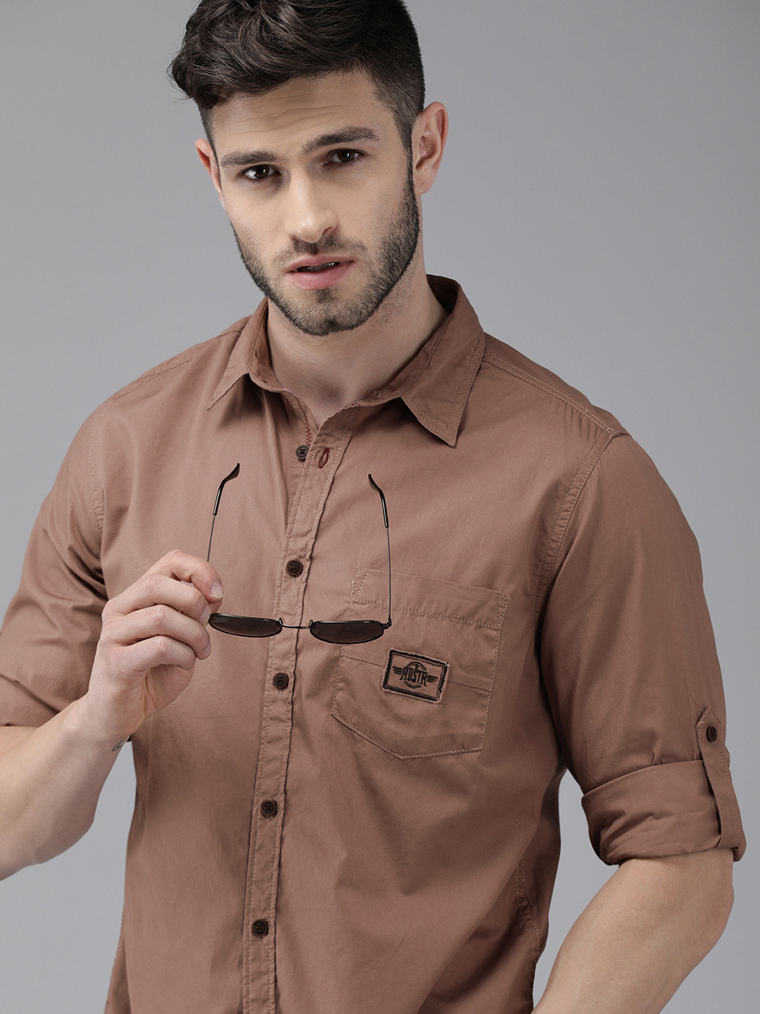 

Roadster Men Mauve Solid Regular Fit Pure Cotton Casual Shirt