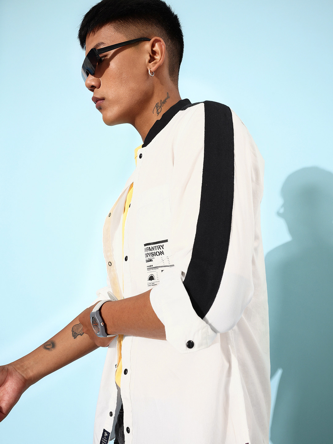 

Roadster Men Classy White Typography Overshirt