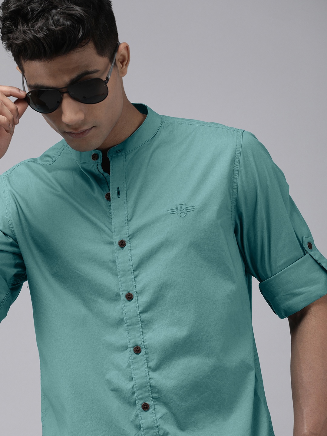 

Roadster Men Teal Blue Slim Fit Opaque Casual Shirt