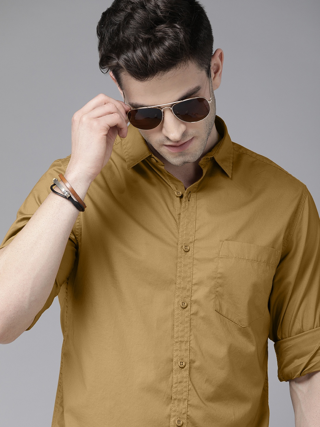 

Roadster Men Mustard Casual Shirt