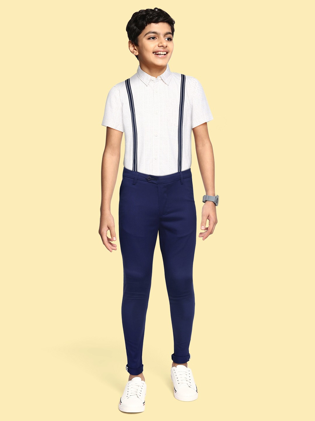 

Allen Solly Junior Boys Navy Blue Slim Fit Regular Trousers