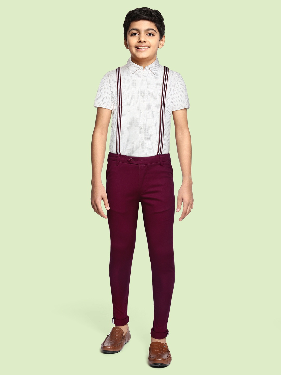 

Allen Solly Junior Boys Maroon Slim Fit Regular Trousers