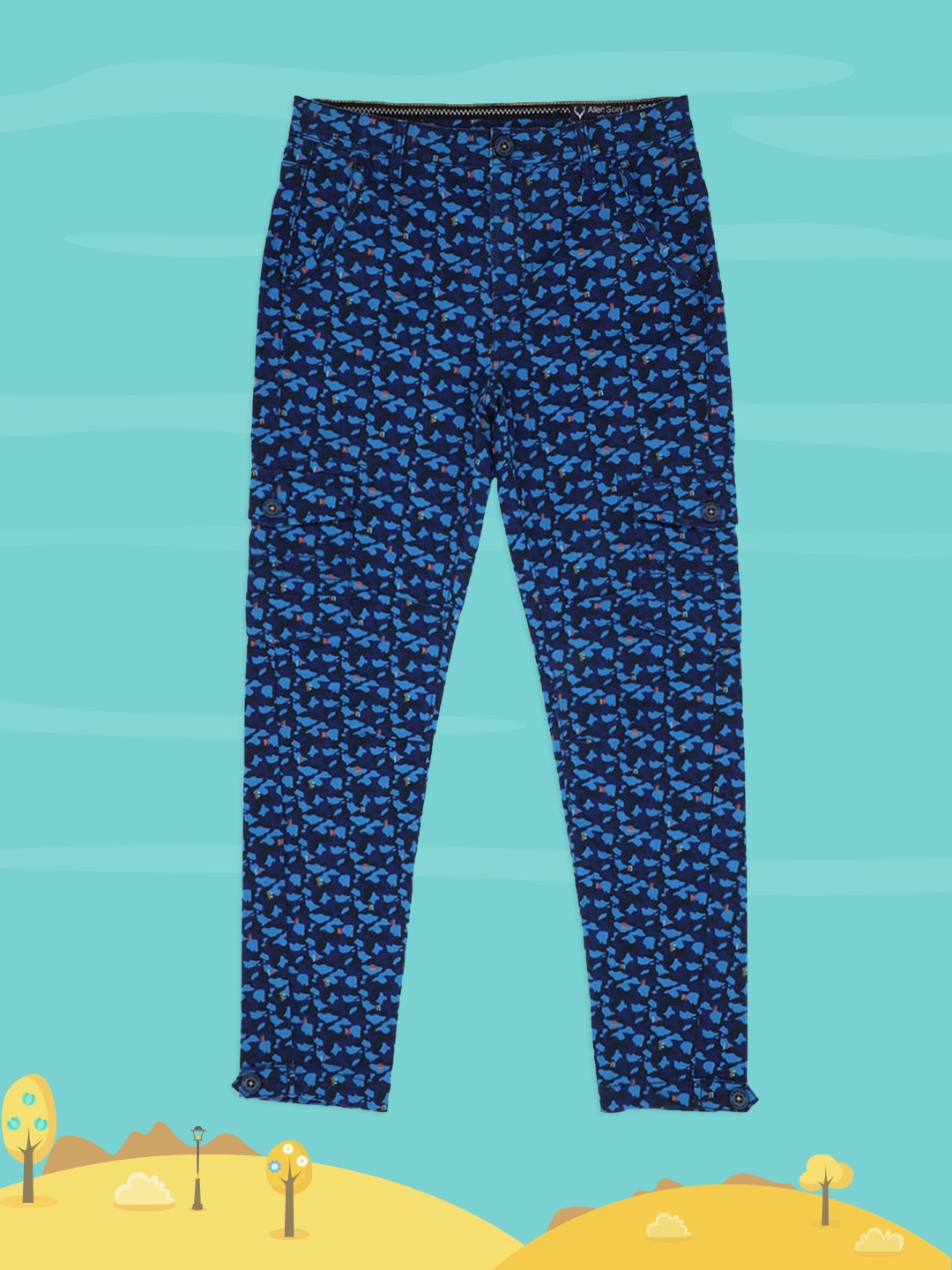 

Allen Solly Junior Boys Navy Blue Printed Regular Trousers