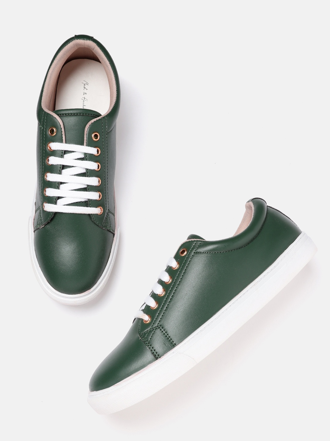 

Mast & Harbour Women Green Solid Sneakers