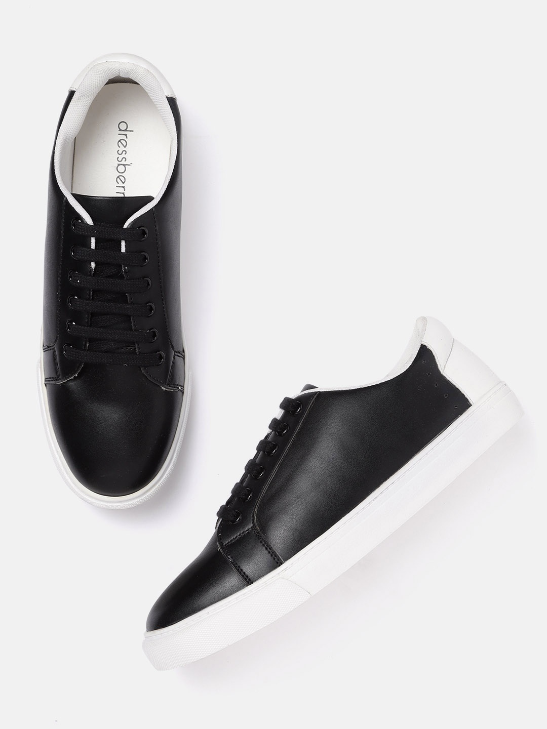 

DressBerry Women Black Solid Leather Sneakers