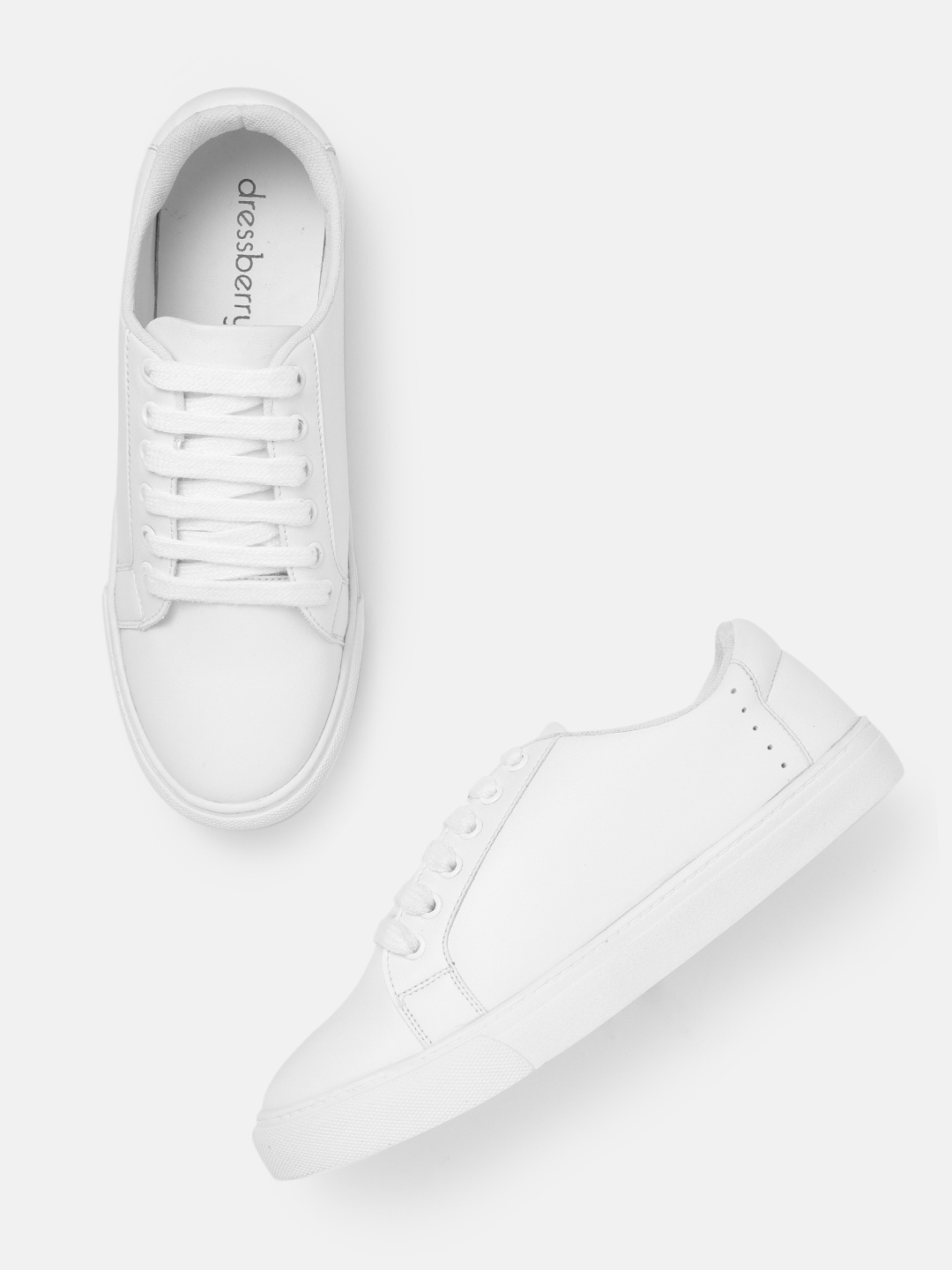 

DressBerry Women White Solid Leather Sneakers