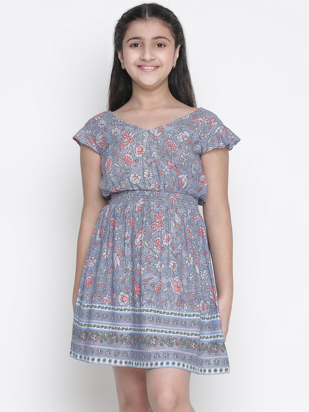 

Oxolloxo Blue Floral Crepe Dress