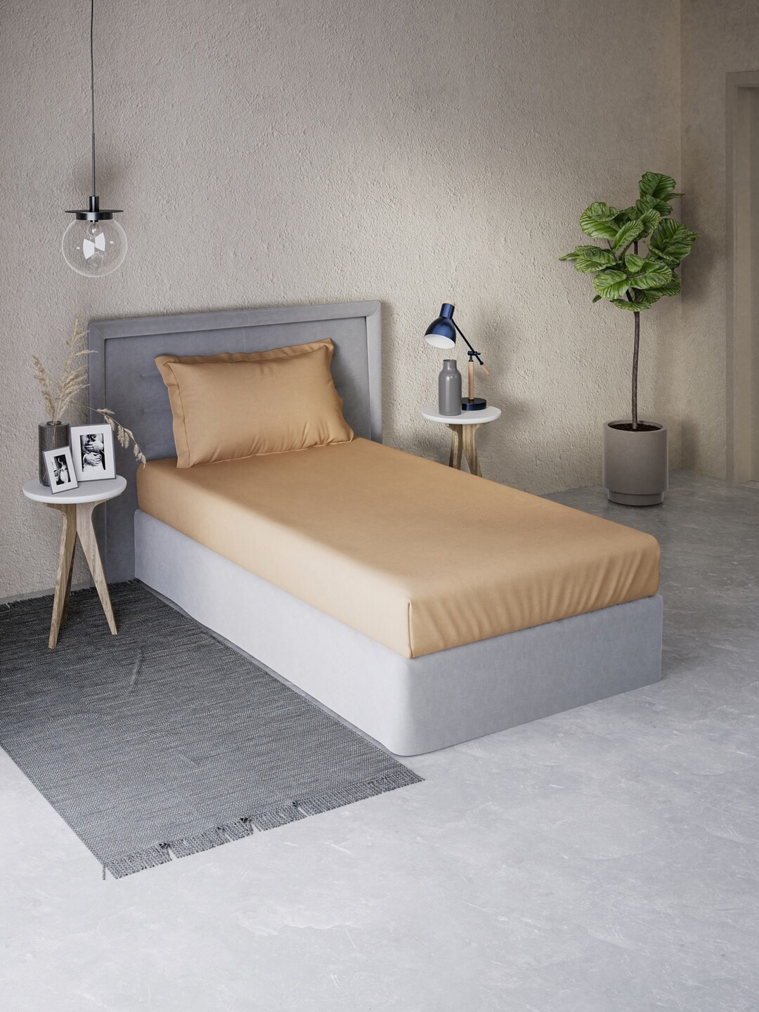 

DDecor Cream 180 TC Single Bedsheet with 1 Pillow Covers