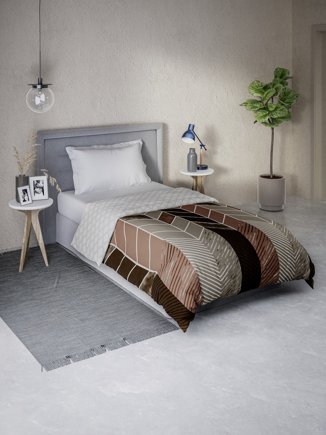 

DDecor Brown & White Striped Mild Winter 150 GSM Double Bed Comforter